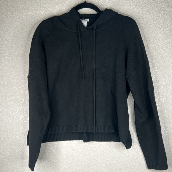 Sweet Romeo Black Knit Smiley Face Long Sleeve Hoodie Sweater Size Medium - Picture 3 of 4